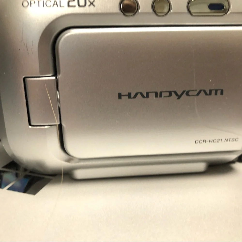 Sony Silver Handycam with Black Adapter